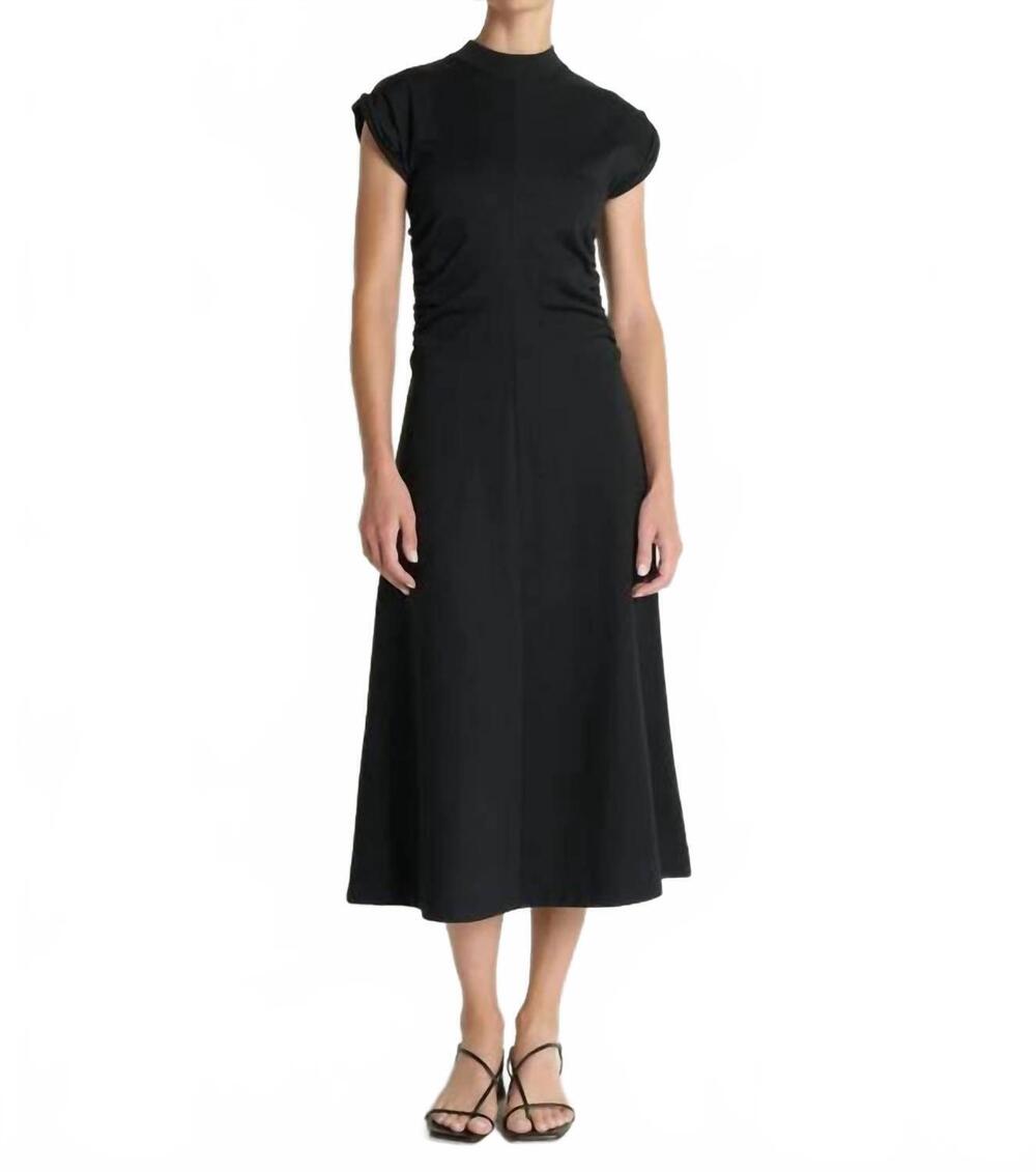 NEW NATION LTD neva drapey knit and form-skimming dress in jet black